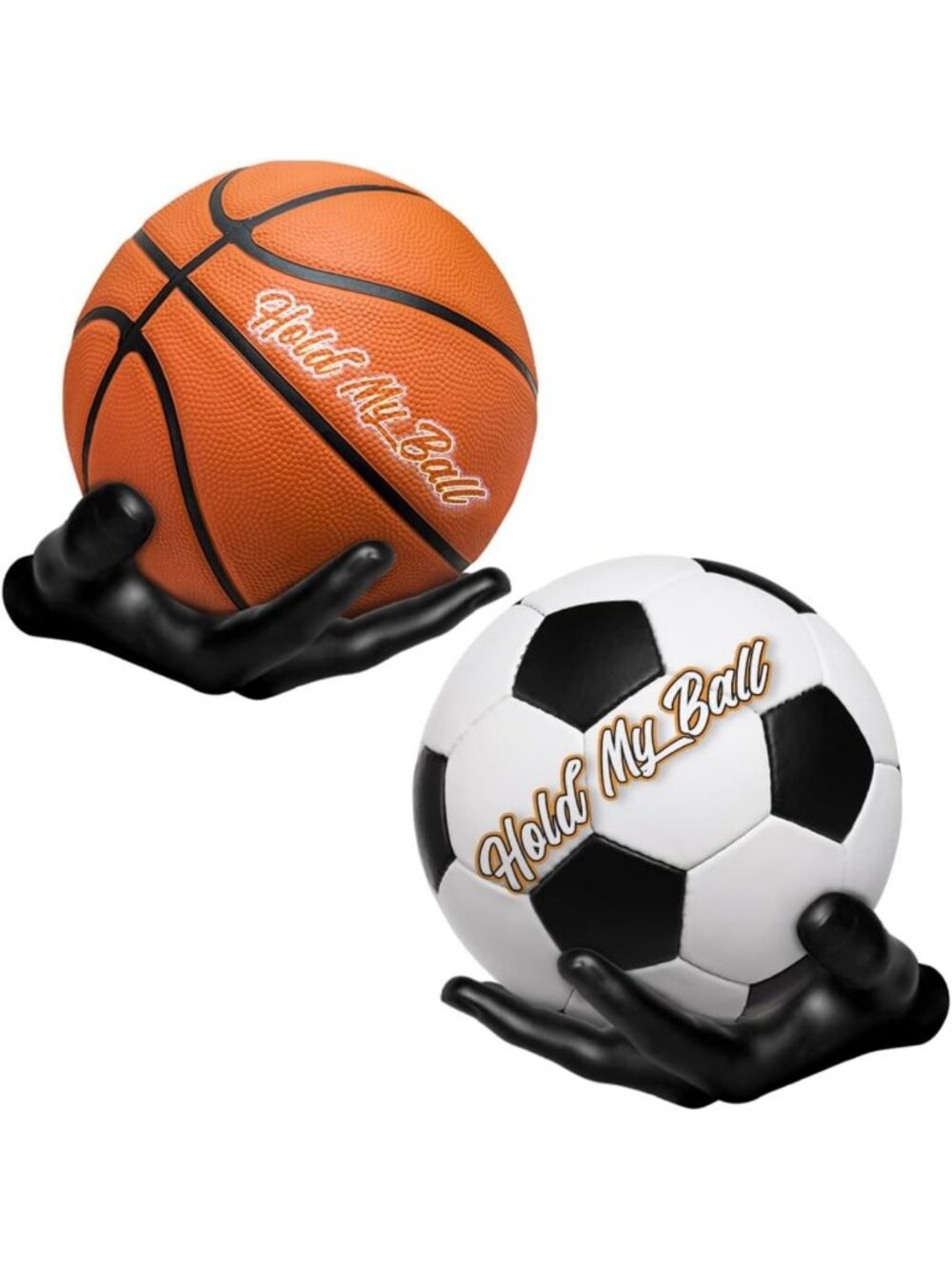 Sculptured Ball Holders for Basketball, Volleyball & Soccer - Sports Room Decor